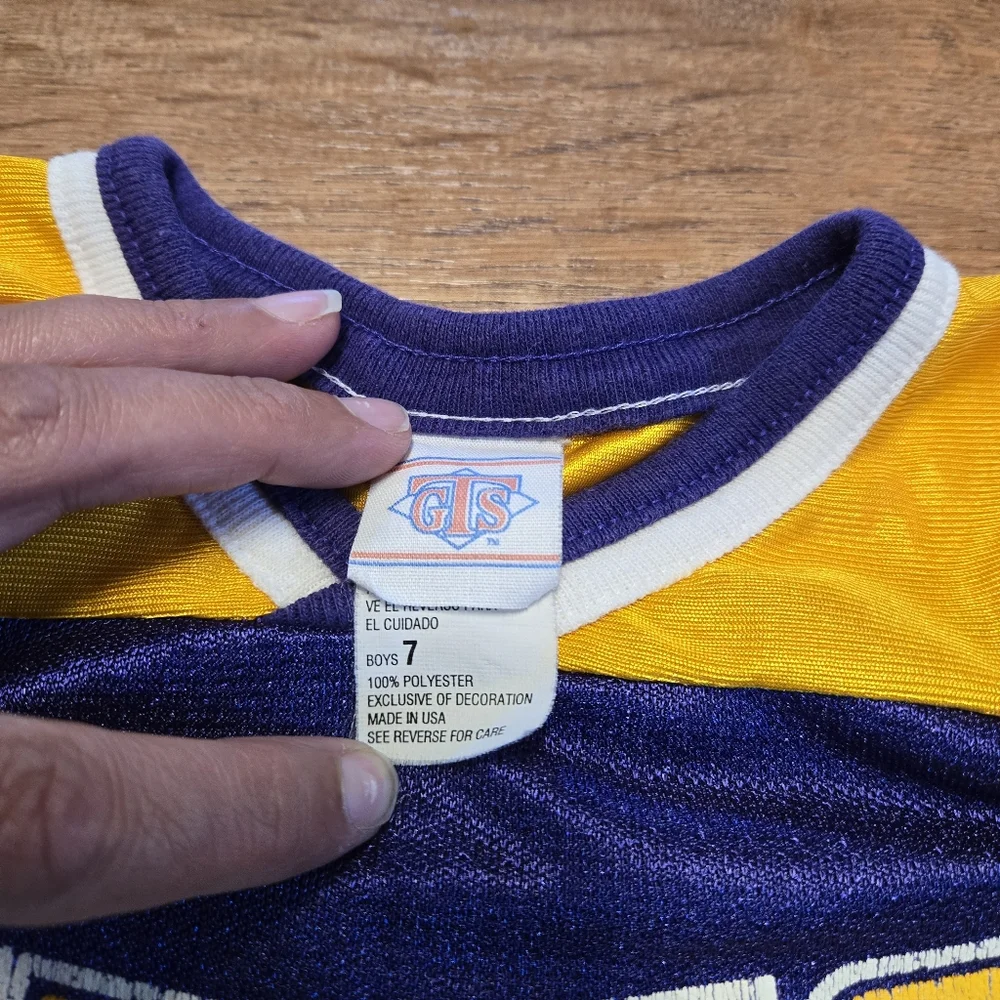 Vintage Vikings Kids Football Shirt - Purple and Yellow Boys 7